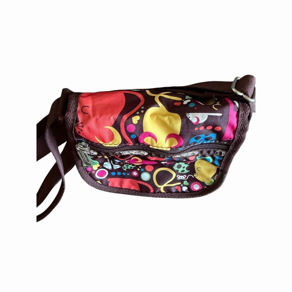 LeSportsac Crossbody & Shoulder Bag Multicolor Mouse Rat Print Zipper Pockets - Picture 7 of 16